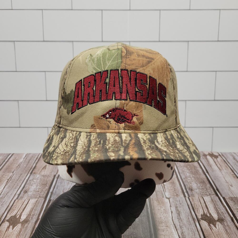 National Cap University Of Arkansas Vintage Camo Arch Spell Out Snapback Hat